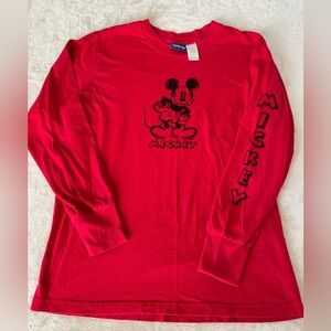 Disney Men's Mickey Mouse Long Sleeve Graphic Spellout Tee Size Small